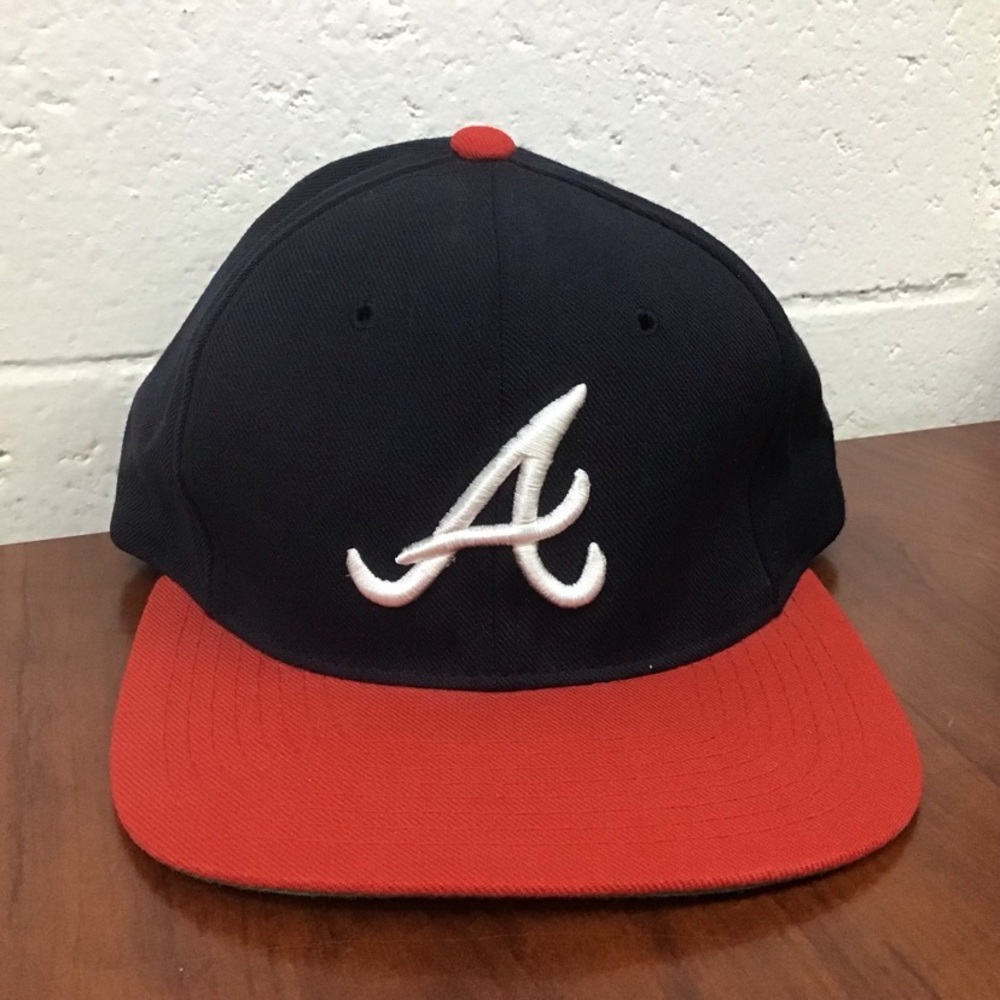NWOT VTG American Needle Atlanta Braves Snapback Hat MLB Baseball Blue Wool Cap
